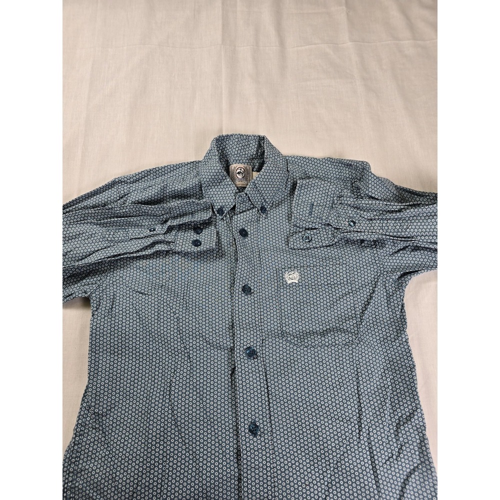 Cinch Shirt Mens Medium Blue Geometric Long Sleeve Button Up Western Casual